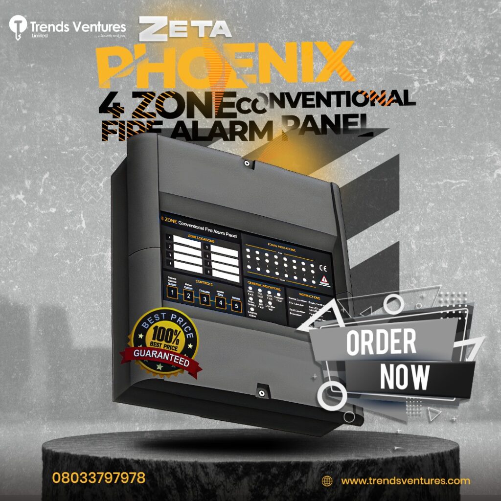 Phoenix 4 zone conventional fire alarm control panel., Sold by trends ventures limited located at 2a, oritshe street, opposite m.a.n house ikeja lagos nigeria