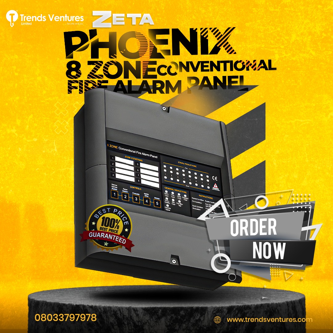 Phoenix 8 zone conventional fire alarm control panel., Sold by trends ventures limited located at 2a, oritshe street, opposite m.a.n house ikeja lagos nigeria